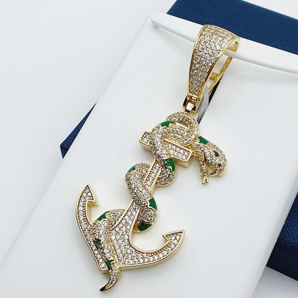 "14K Gold Plated Cubic Zircon Pendant,  EVBRS658 - Picture 1 of 10